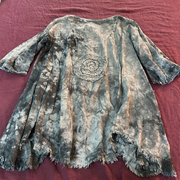 Oh My Gauze L XL Black and Gray tie-dyed Asymmetrical Tunic pockets cotton - Picture 11 of 11